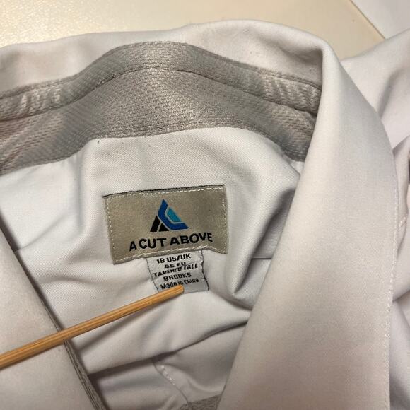 A Cut Above Men's Short Sleeve Pilot Shirt - White - Tapered Fit - Brooks SZ 18 - Picture 2 of 9